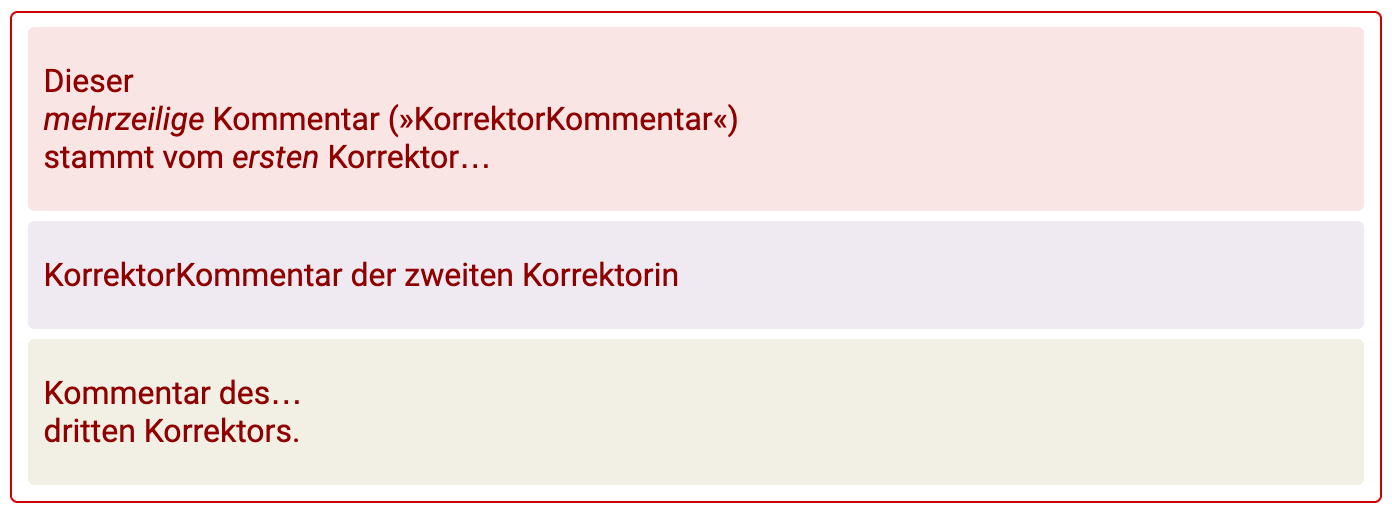 Abb. 3-3: Beispiel für Anzeige eines KorrektorKommentars bei Mehrfachkorrektur